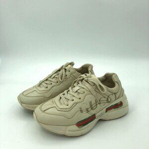 Gucci Womens Ivory Rhyton Logo Leather Sneakers Size 36 Low-Top Platform Daddy S